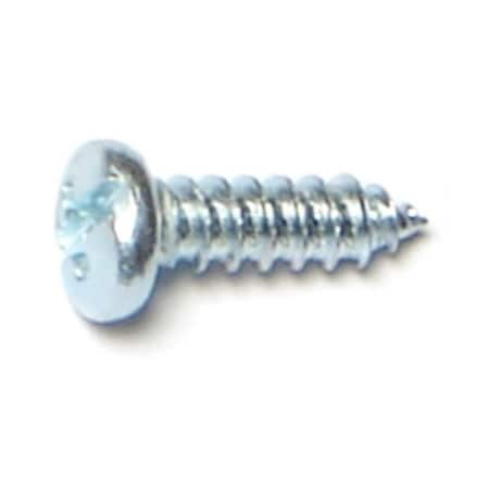 Sheet Metal Screw, #4 X 3/8 In, Zinc Plated Steel Pan Head Combination Drive, 100 PK